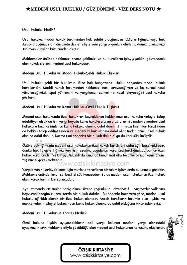 MEDENİ USUL HUKUKU-GÜZ DÖNEMİ.(VİZE)