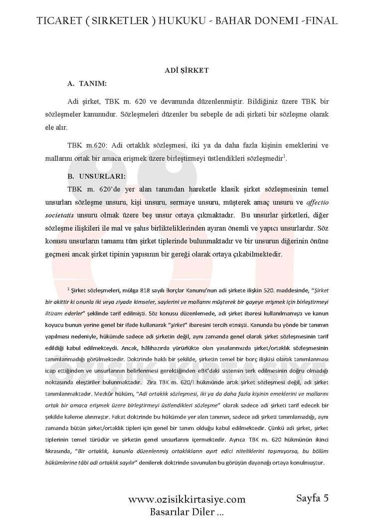 TİCARET (ŞİRKETLER) HUKUKU - BAHAR DÖNEMİ (FİNAL) .(B).CLASS