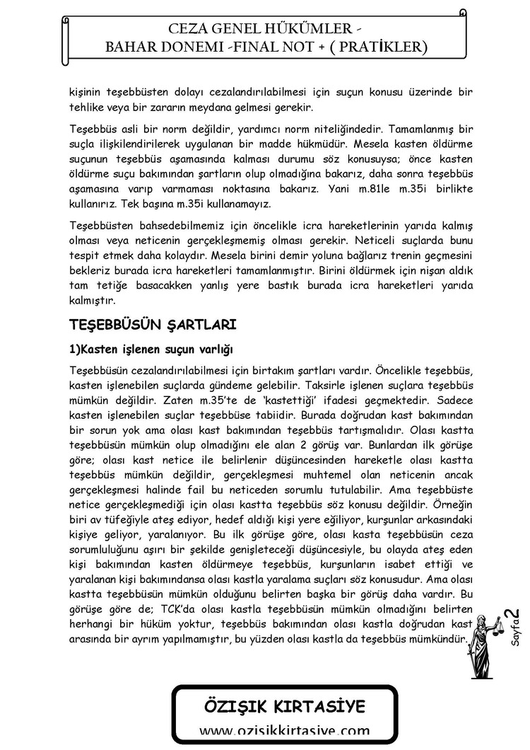 CEZA ( GENEL ) HUKUKU / FİNAL / BAHAR DÖNEMİ.(A).CLASS