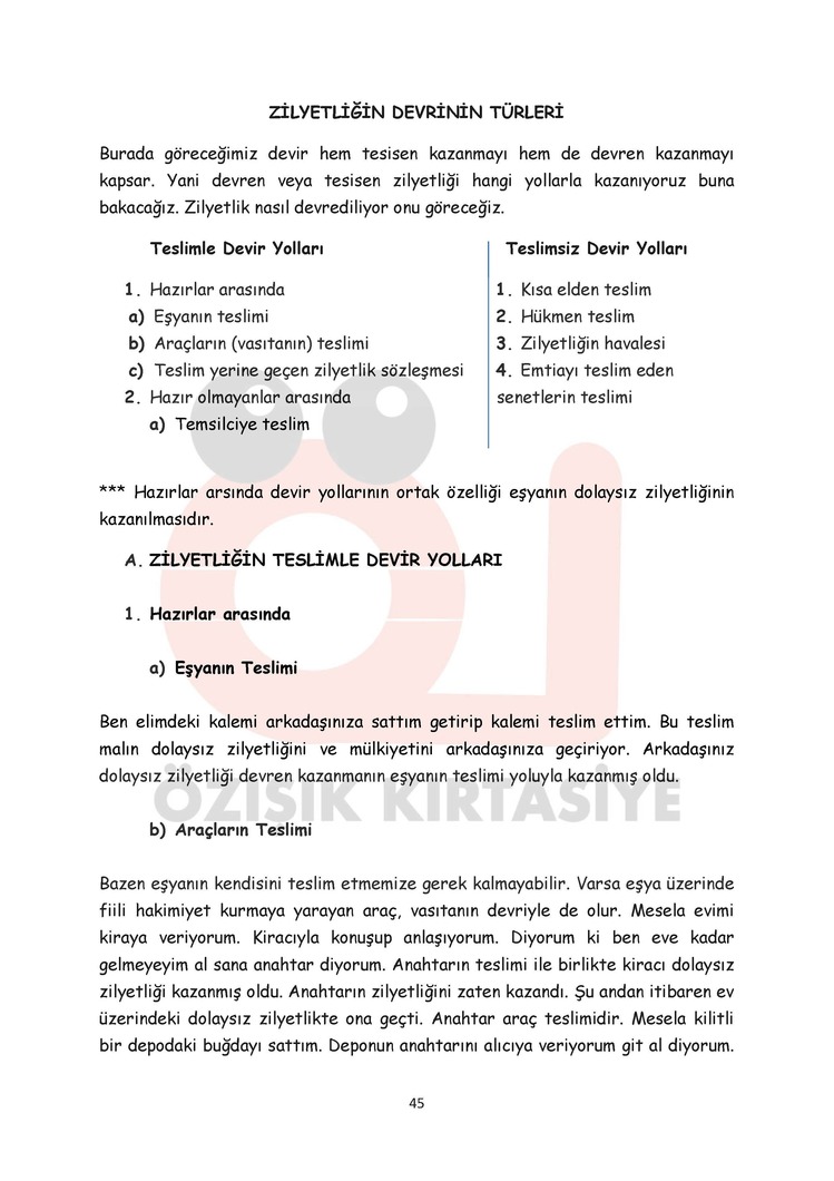 EŞYA HUKUKU / VİZE / GÜZ DÖNEMİ.(A).CLASS
