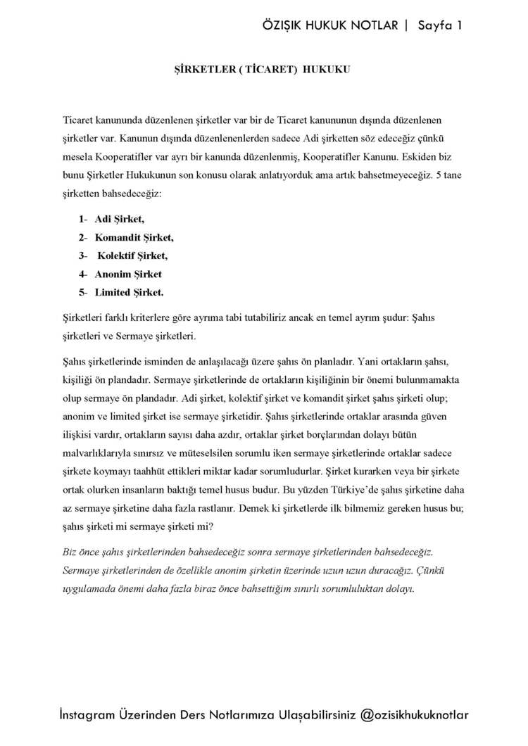 TİCARET(ŞİRKETLER)-HUKUKU / FİNAL / BAHAR DÖNEMİ.(A).CLASS