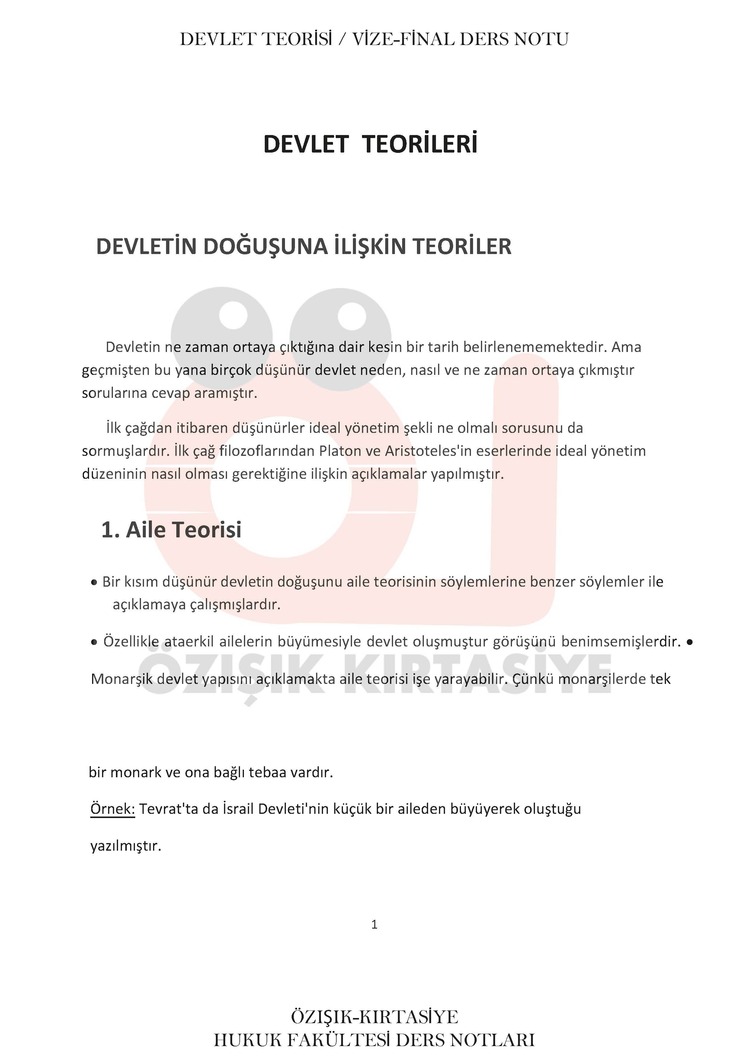 DEVLET TEORİSİ VİZE-FİNAL (TEK) DÖNEM