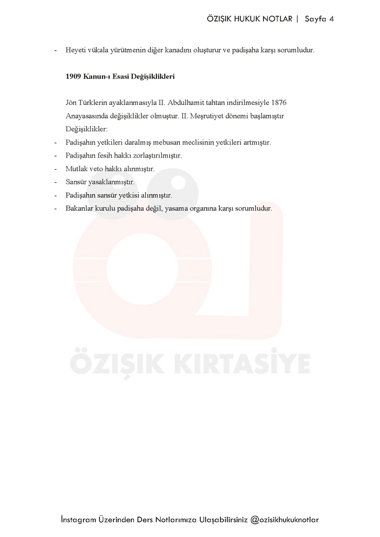 ( TÜRK ) ANAYASA HUKUKU / FİNAL / BAHAR DÖNEMİ.(A).CLASS