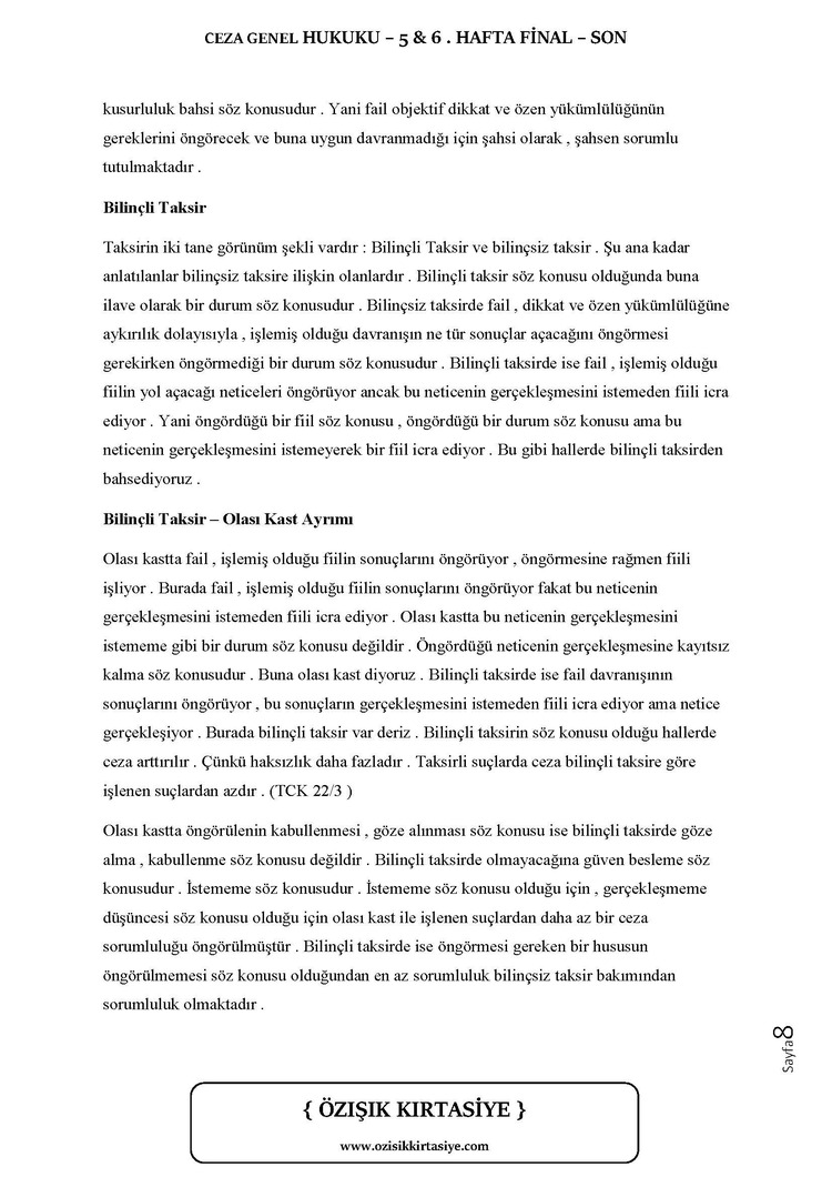 CEZA (GENEL) HÜKÜMLER -GÜZ DÖNEMİ VİZE (EFSANE NOT)