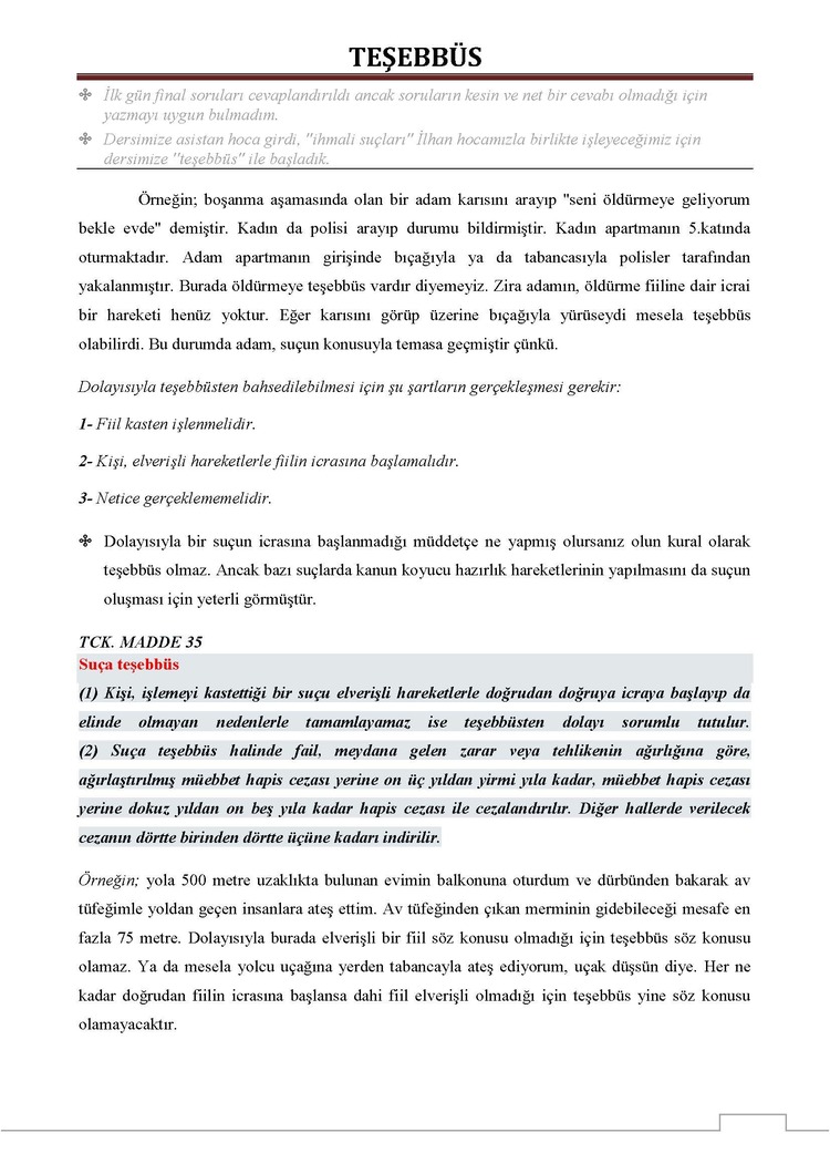 CEZA ( GENEL ) HUKUKU / FİNAL / BAHAR DÖNEMİ.(B).CLASS