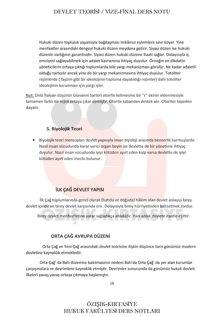 DEVLET TEORİSİ VİZE-FİNAL (TEK) DÖNEM