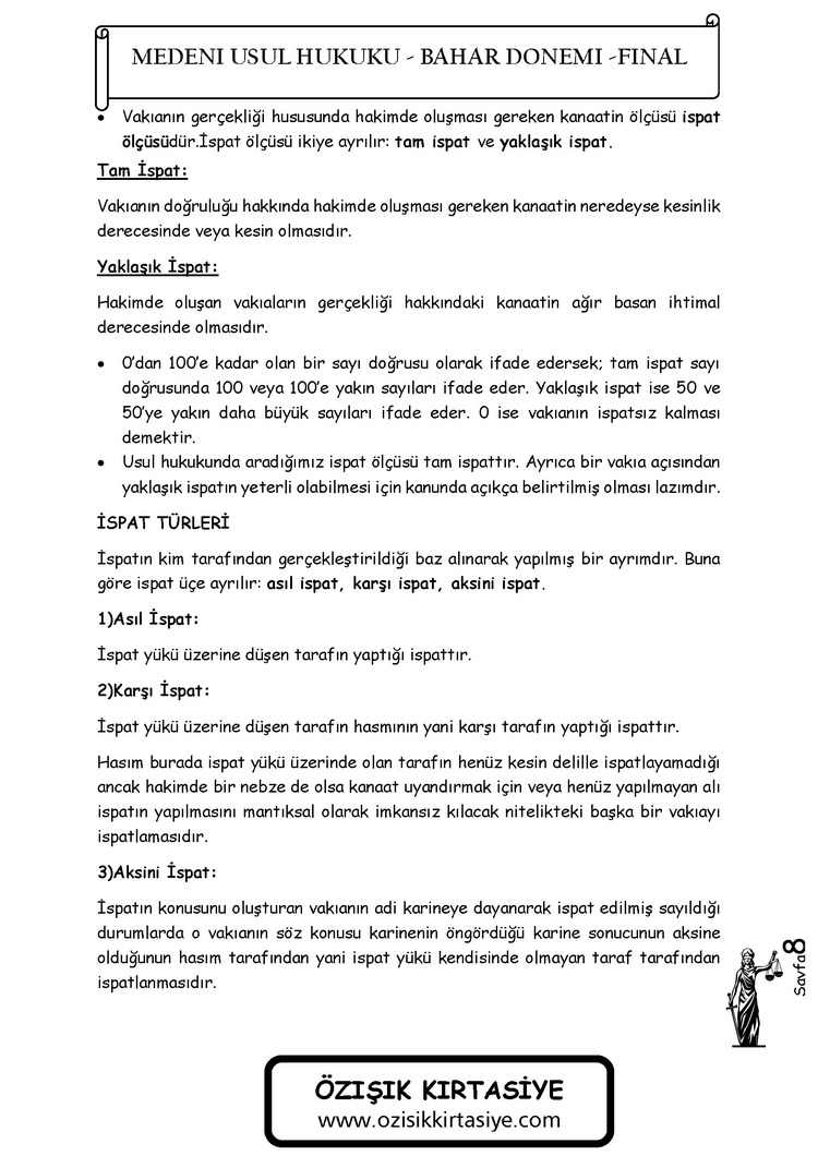 MEDENİ ( USUL ) HUKUKU / FİNAL / BAHAR DÖNEMİ (C)-CLASS