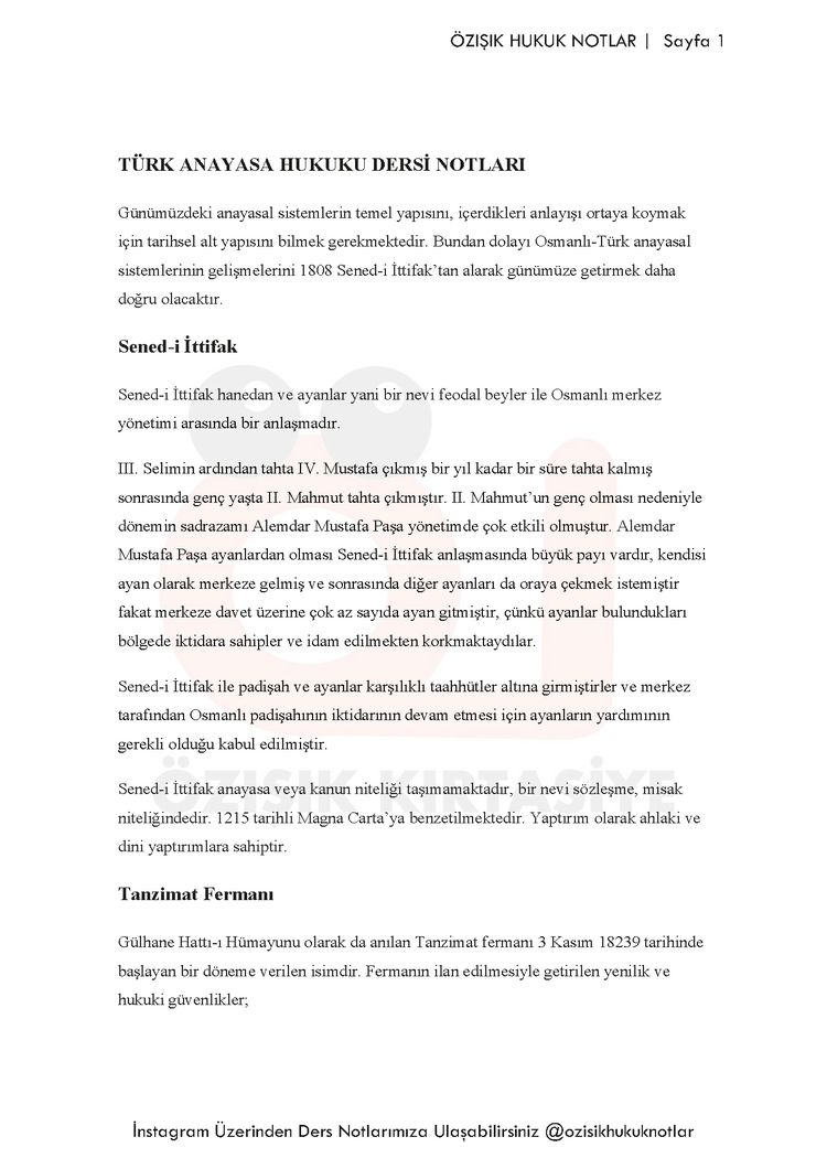 ( TÜRK ) ANAYASA HUKUKU / FİNAL / BAHAR DÖNEMİ.(A).CLASS