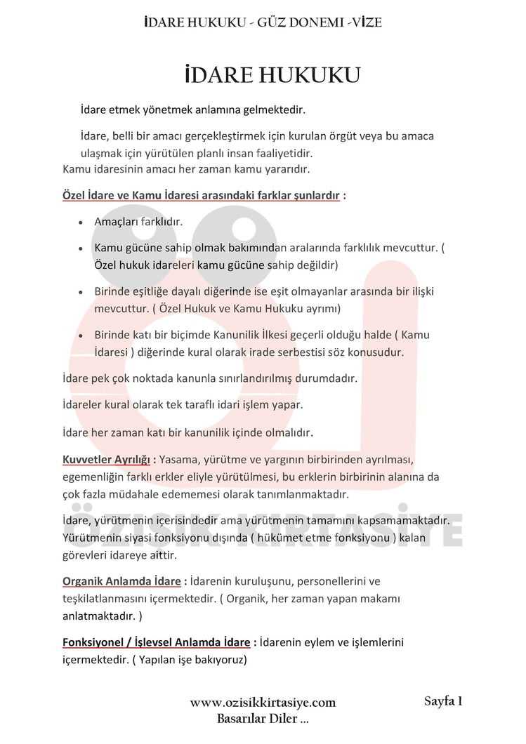 İDARE HUKUKU-GÜZ DÖNEM.VİZE.(A).CLASS