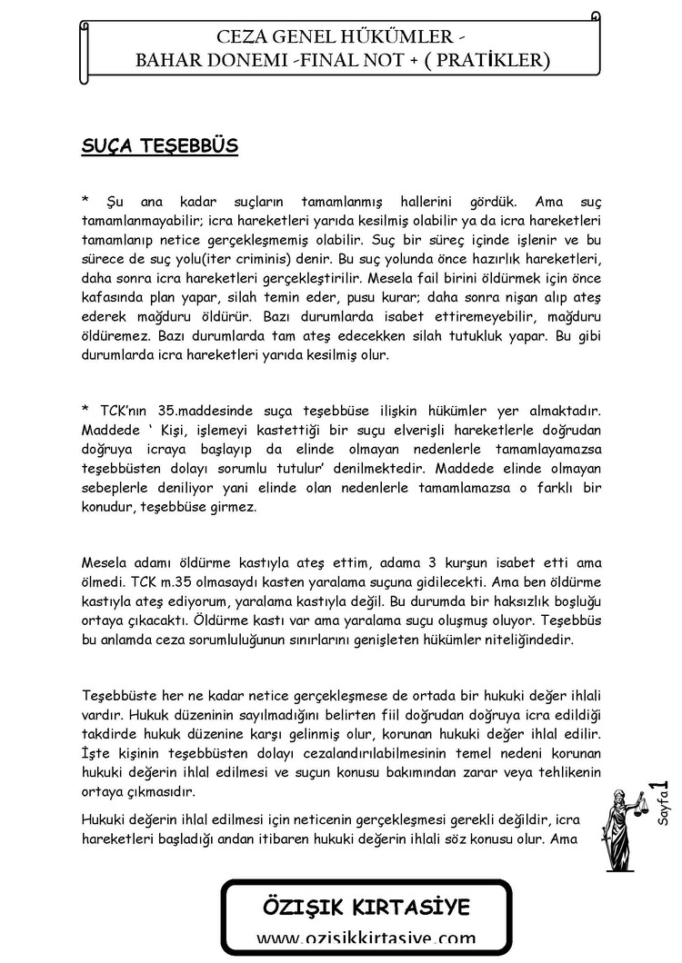 CEZA ( GENEL ) HUKUKU / FİNAL / BAHAR DÖNEMİ.(A).CLASS