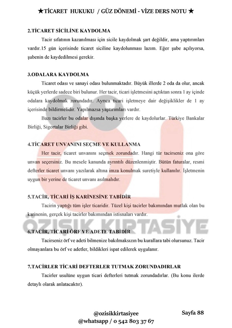 TİCARET HUKUKU -VİZE / GÜZ DÖNEMİ.(A).CLASS