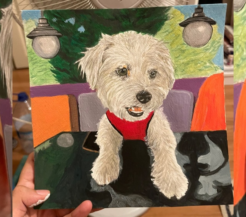 20x20cm Kâğıt Üzerine Özel Suluboya veTempera Boyama Canlı Renkli Kare El Çizimi