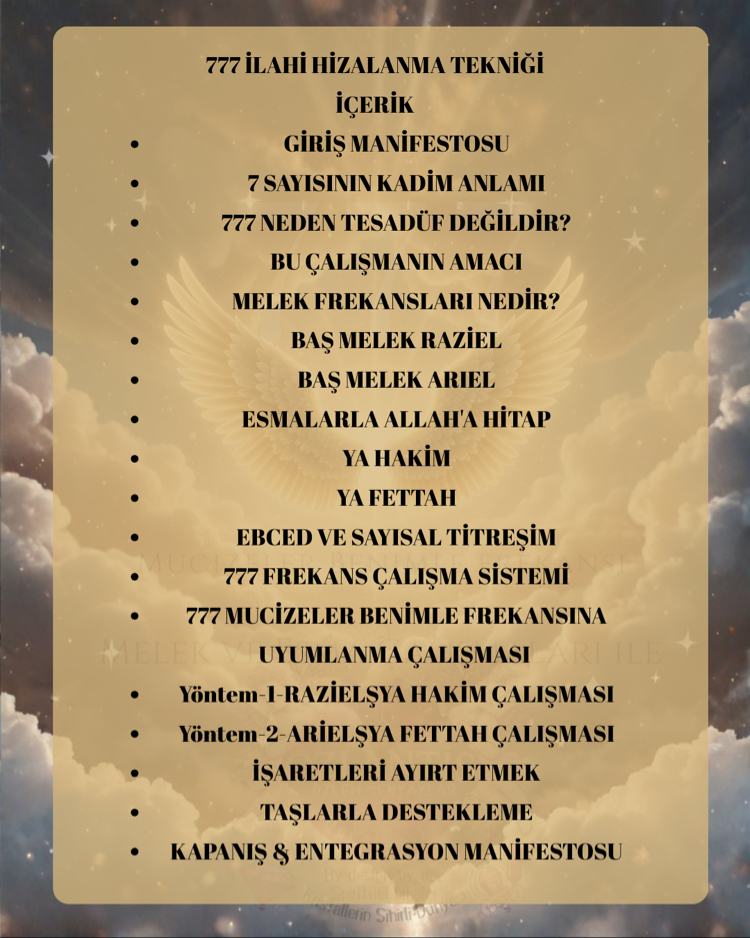 777 – Mucizeler Benimle Frekansı Melek ve Esma Çalışmaları ile uyumlanma Dijital İçerik