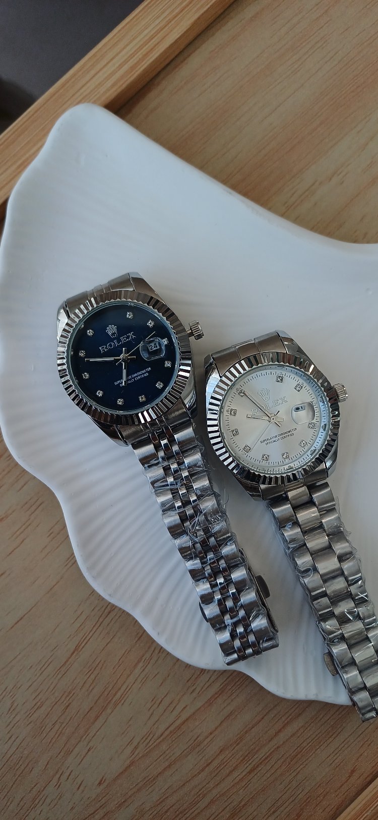 lacivert kadran rolex kadın saat ve bileklik 