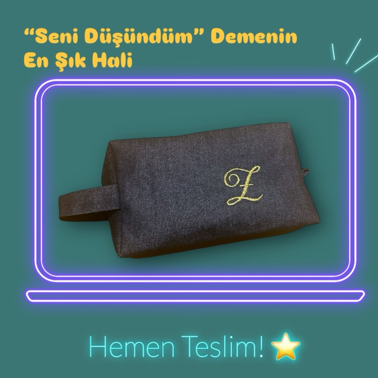 HEMEN TESLİM Z harf nakışlı bakım çantası