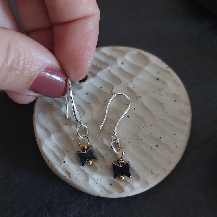 Tiny Black Earrings