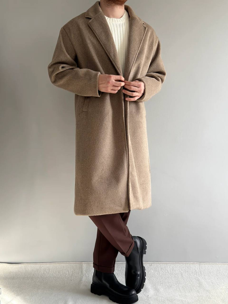 Oversize Uzun Kaşe Kaban