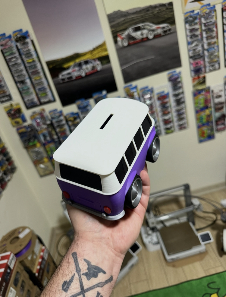 ❌VW T1 Tooned Bus Kumbara 3D Baskı❌