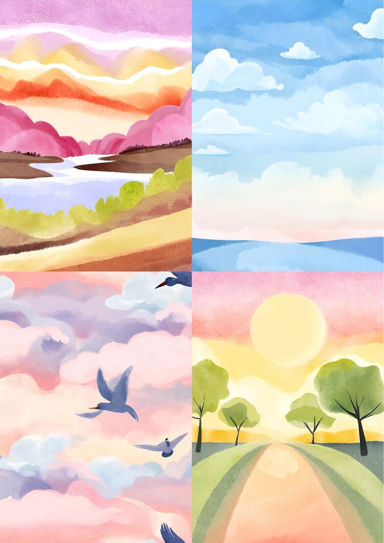 Watercolour Drawings Scrapbook Kağıt Seti(16 adet)