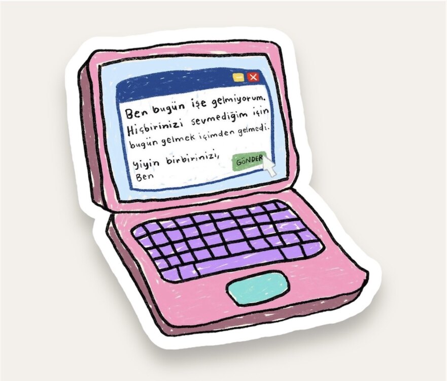 Bugün İşe Gelemiyorum Tekli Sticker Seti