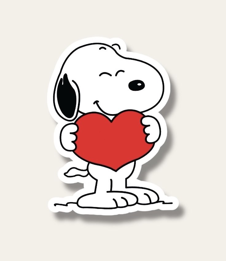 Snoopy with Heart Tekli Sticker