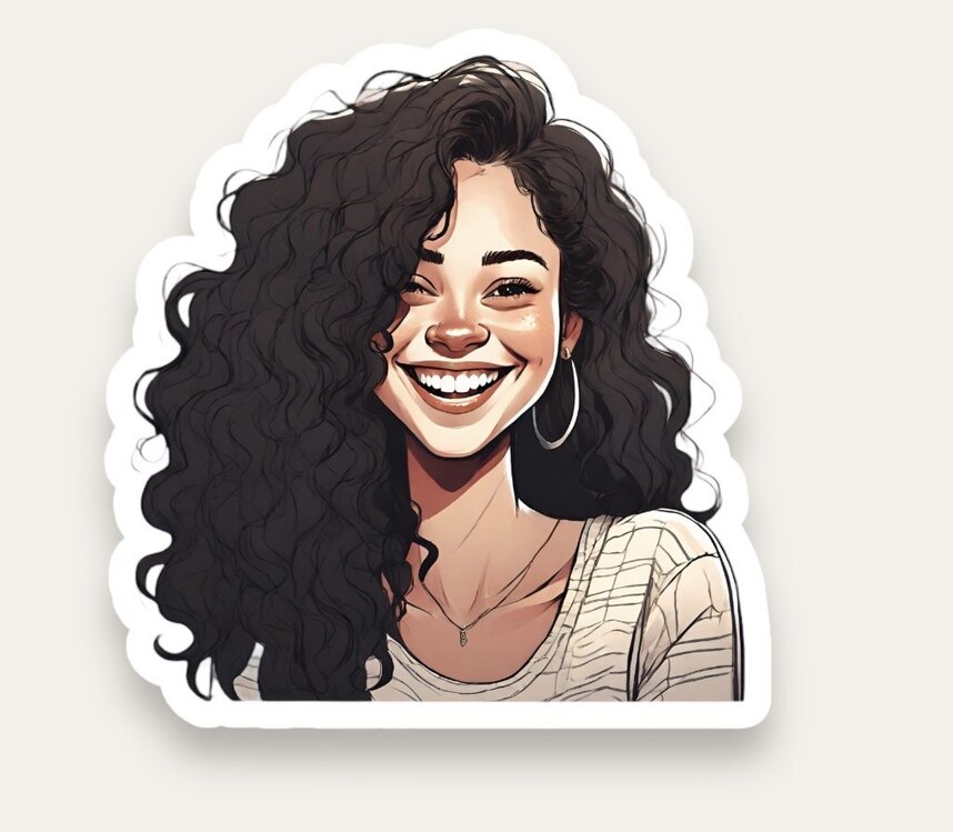 Curly Brunette Tekli Sticker