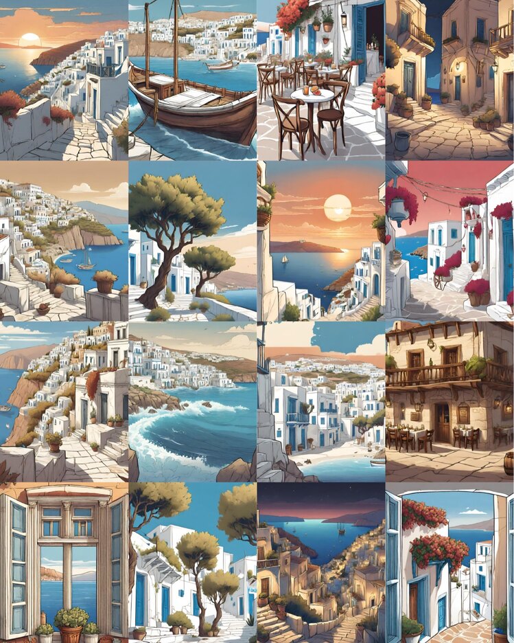 Greece Scrapbook Kağıt Seti(16 adet)