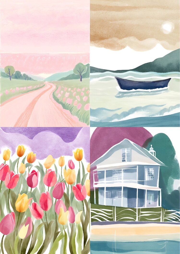 Watercolour Drawings Scrapbook Kağıt Seti(16 adet)