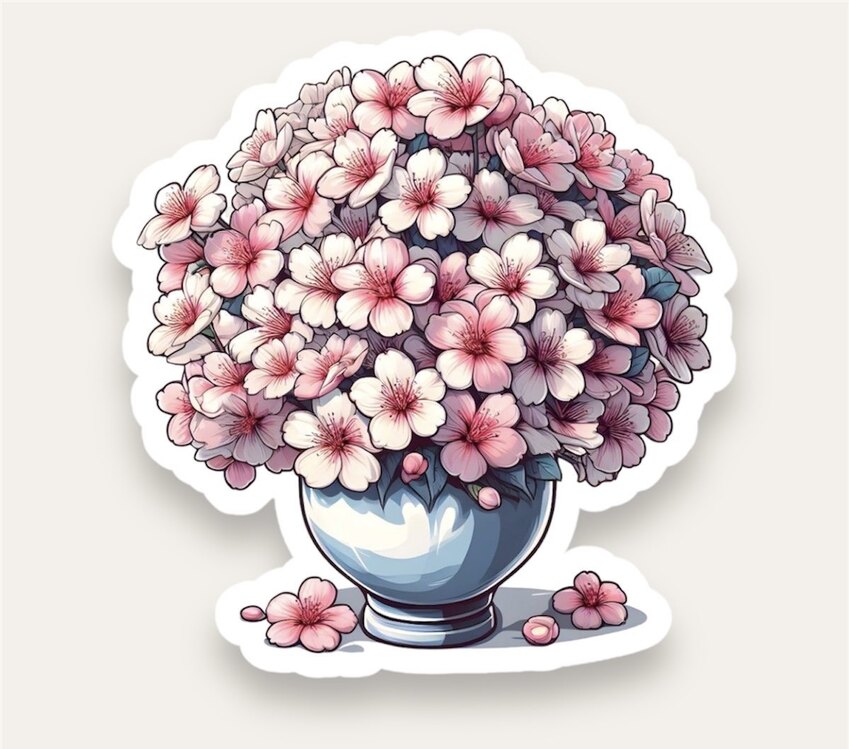 Sakura In Vase Tekli Sticker 