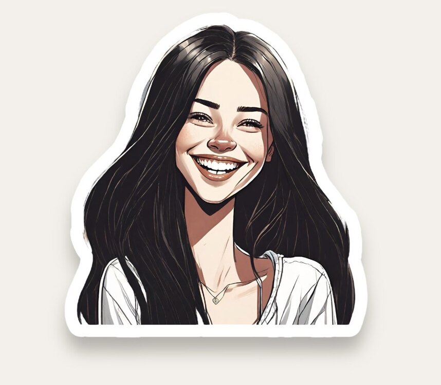 Long Hair Brunette Tekli Sticker