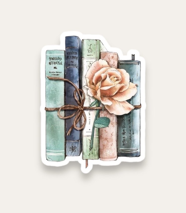 Vintage Watercolor Book Tekli Sticker