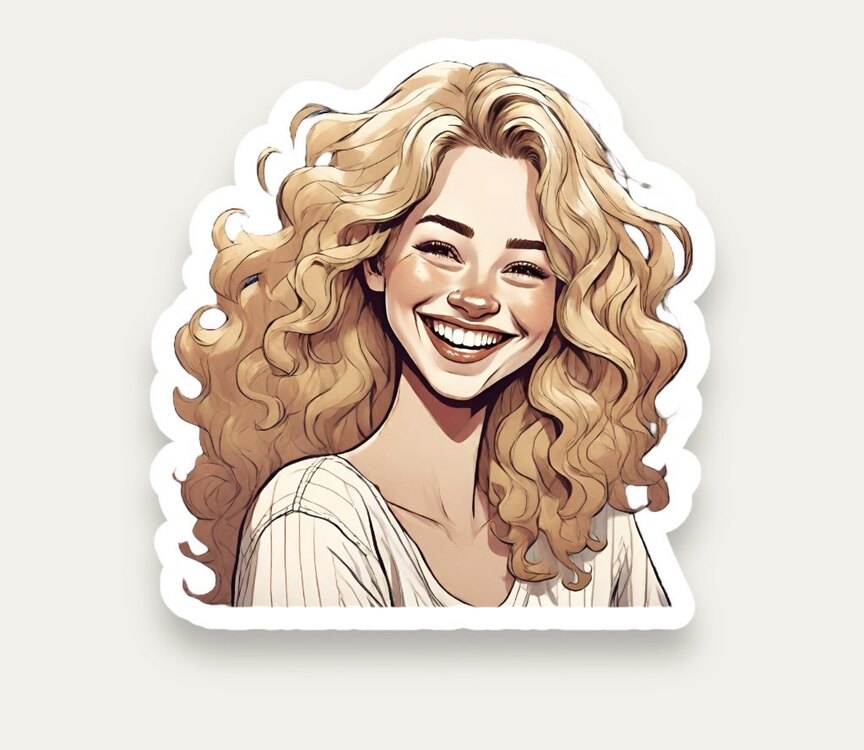 Curly Blonde Tekli Sticker 
