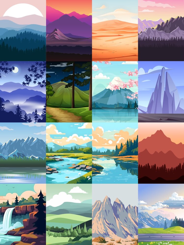Mountain Scrapbook Kağıt Seti(16 adet)