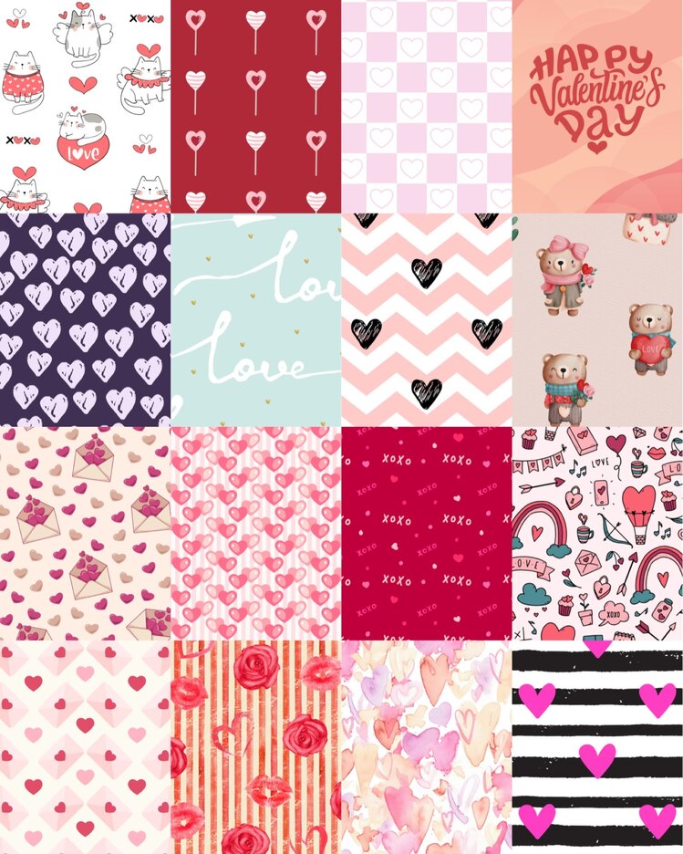 Valentines Day Scrapbook Kağıt Seti(16 adet)