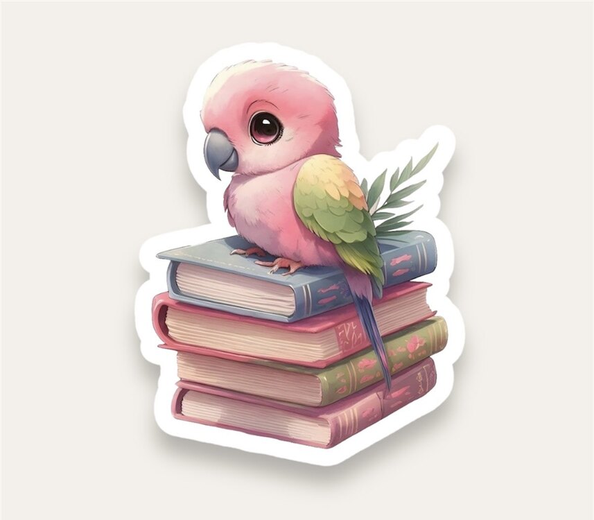Bird With Books Tekli Sticker