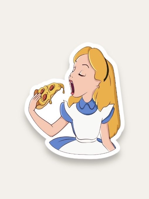 Alice Eating Pizza Tekli Sticker