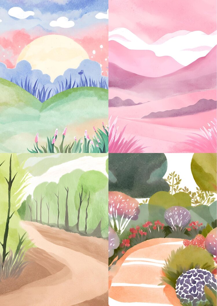 Watercolour Drawings Scrapbook Kağıt Seti(16 adet)