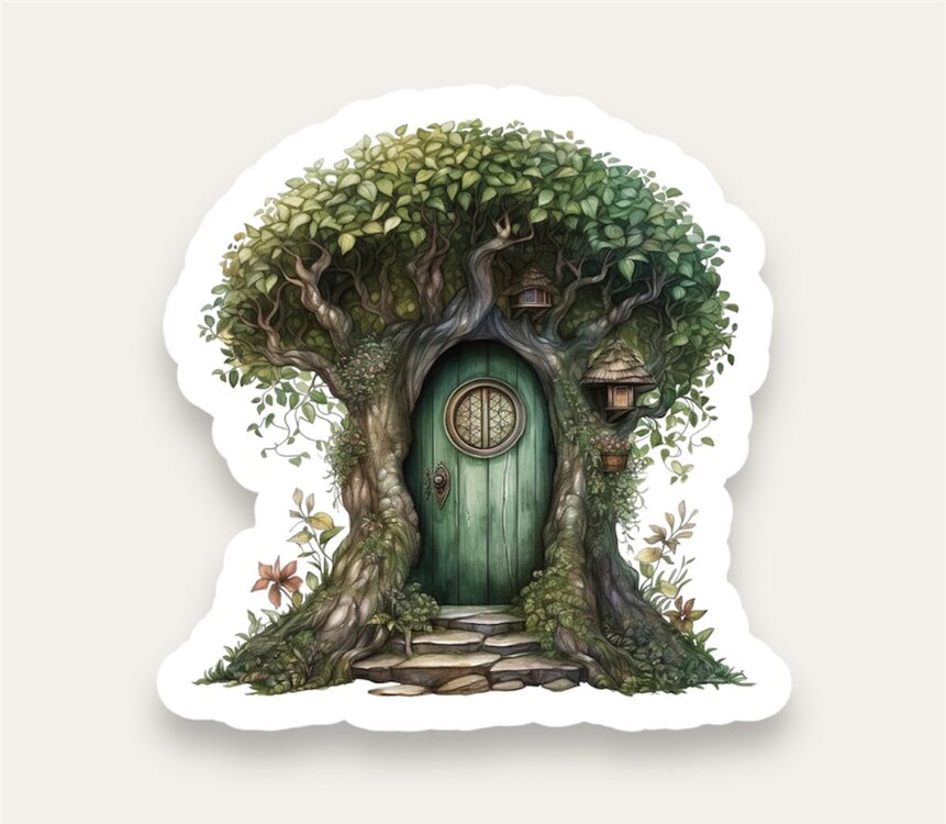 Tree Door Tekli Sticker