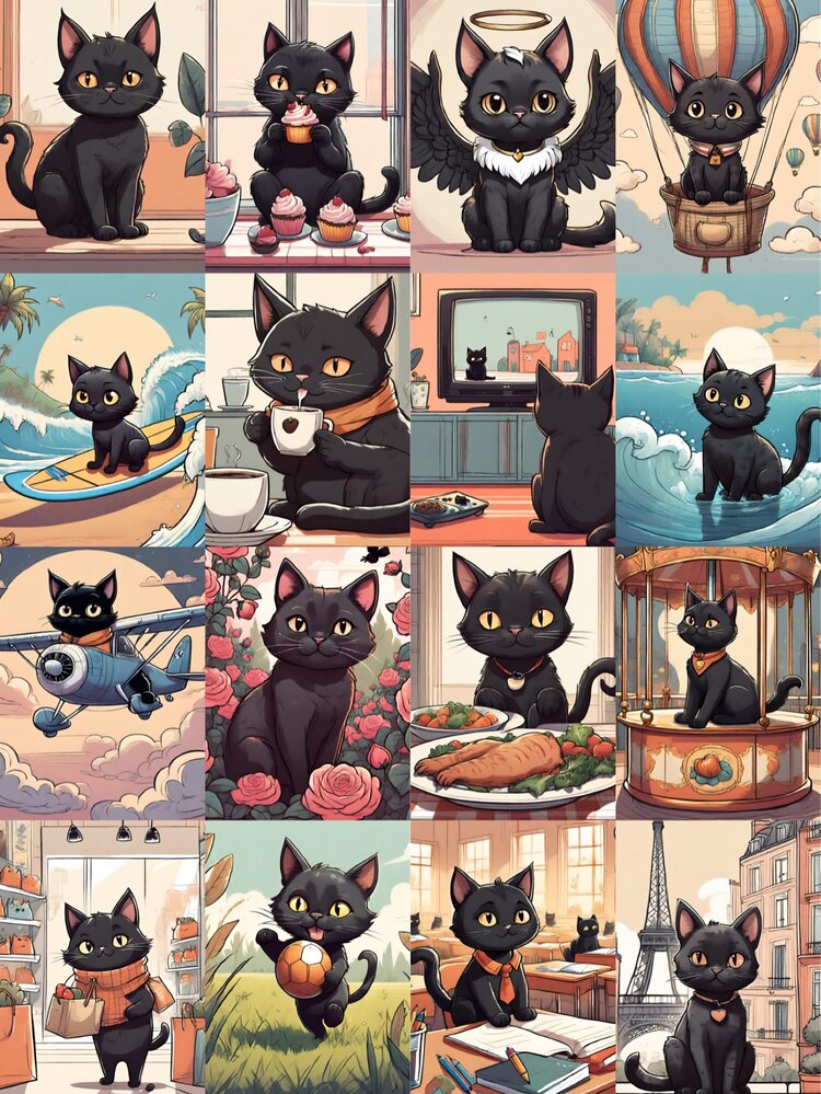 Black Cat Adventure Scrapbook Kağıt Seti(16 adet)