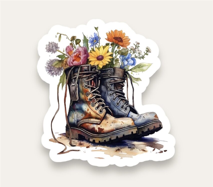 Floral Boot Tekli Sticker