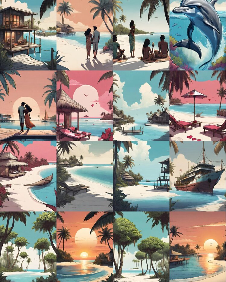 Maldives Scrapbook Kağıt Seti(16 adet)