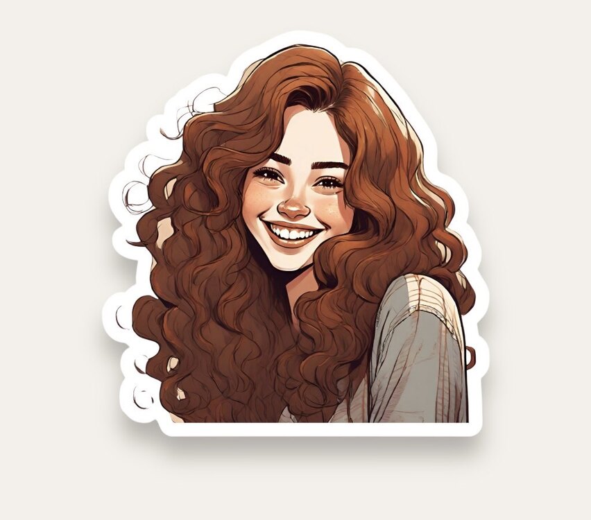 Curly Brown Hair Girl Tekli Sticker 