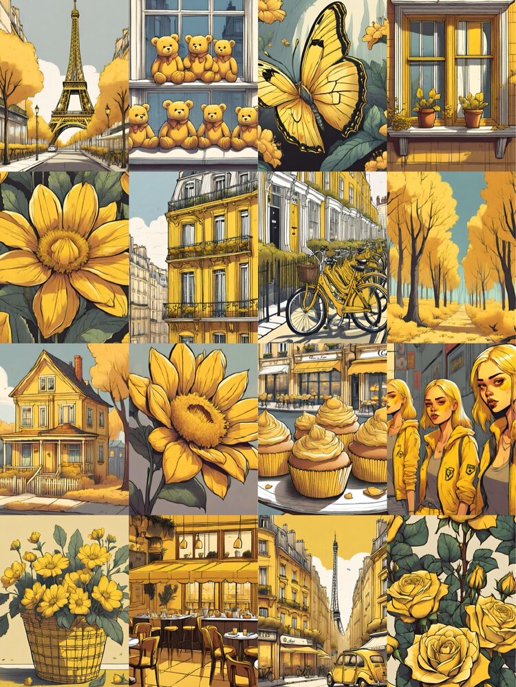Yellow Scrapbook Kağıt Seti(16 adet)