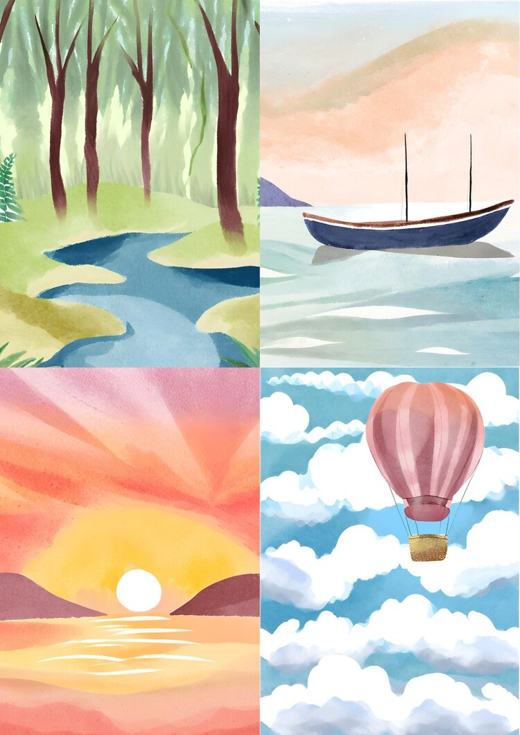 Watercolour Drawings Scrapbook Kağıt Seti(16 adet)