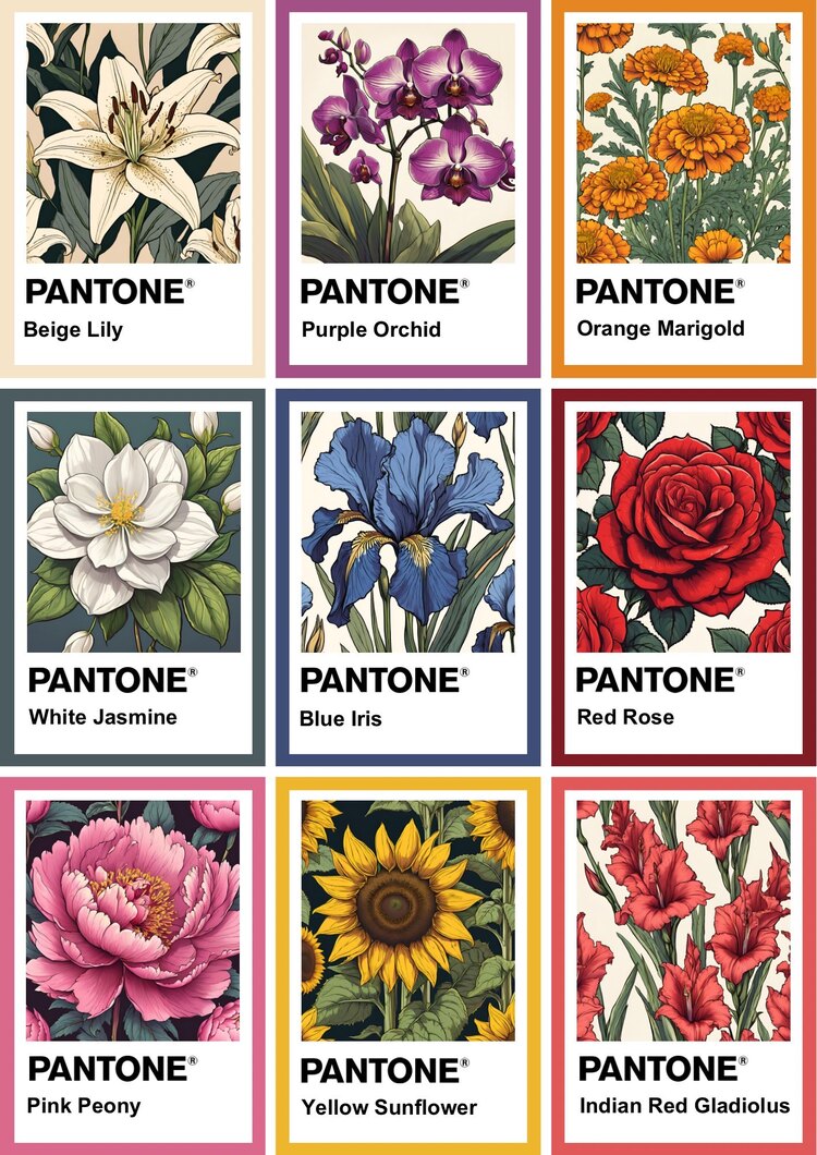 Pantone Flower Sticker Seti (9 adet)