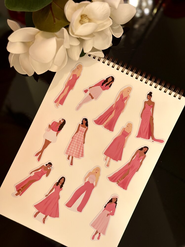 Ladies in Pink Sticker Set