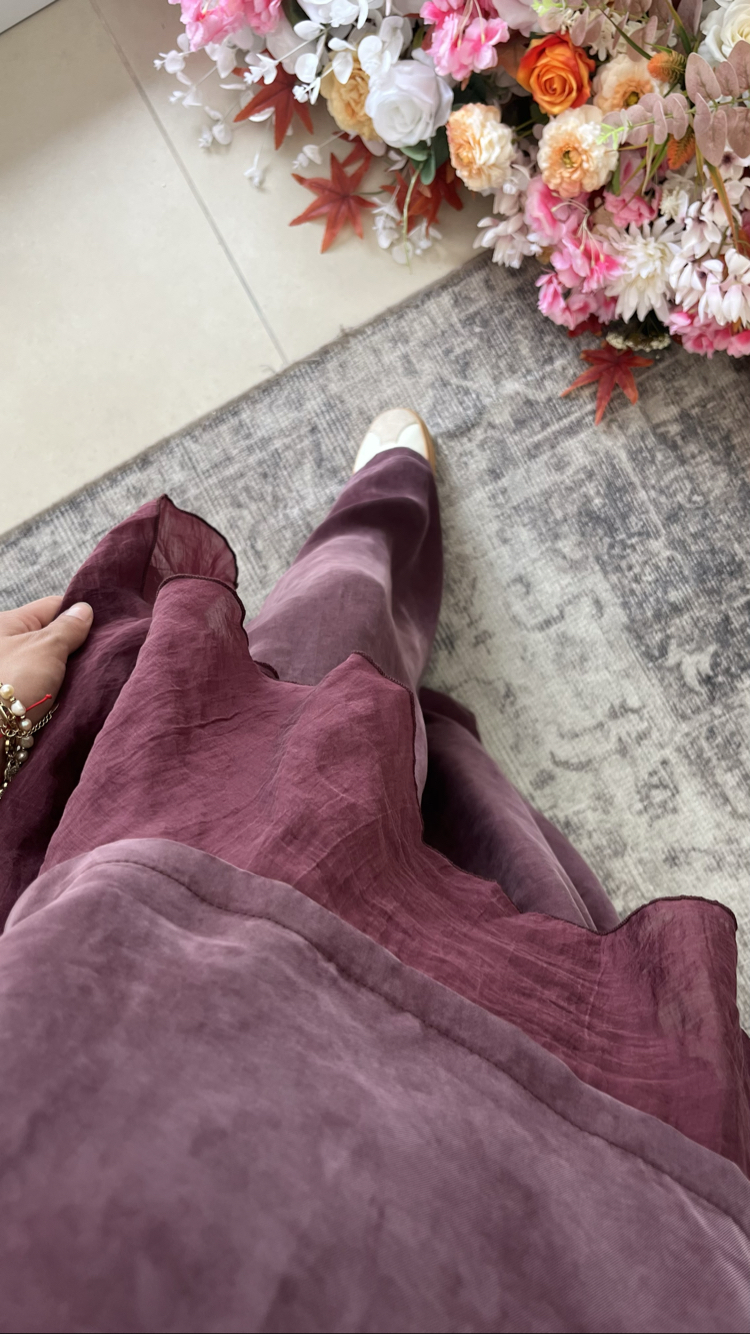 Bordo tül detaylı tensel takım 