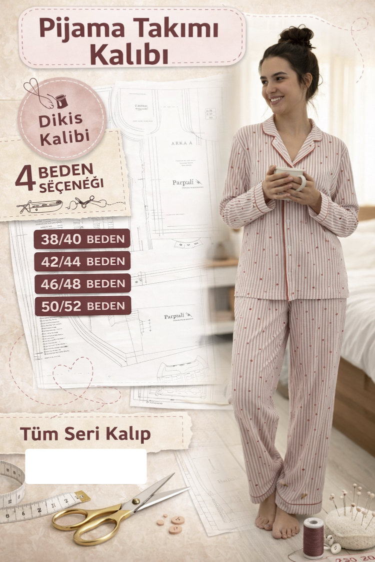38/50 beden pijama takımı kalıbı