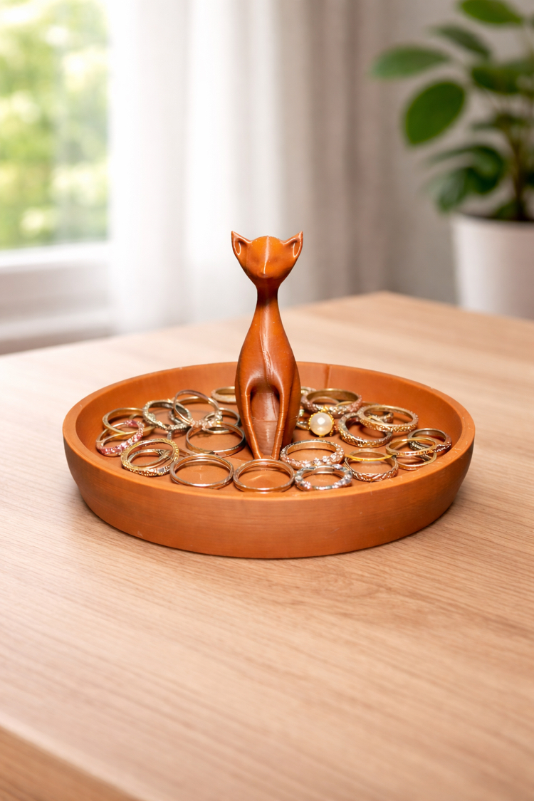 Kedili Yüzük Tabağı