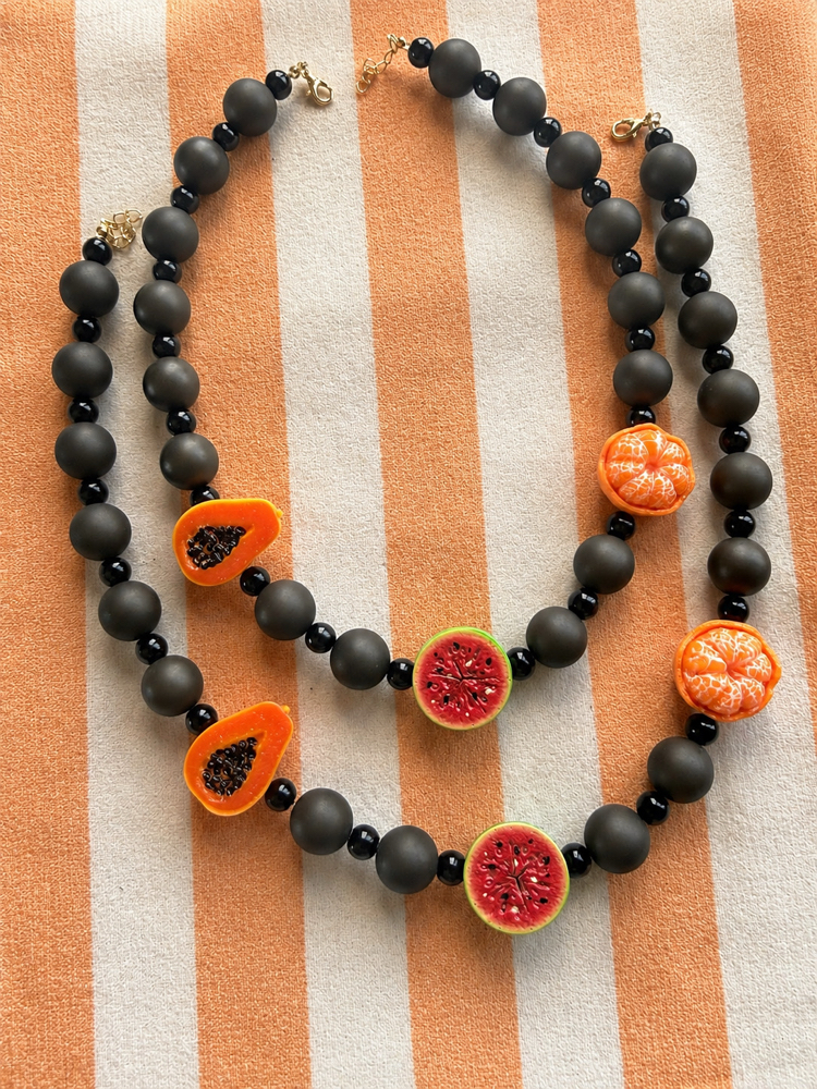 Papaya&karpuz&mandalina tasarım siyah kolye